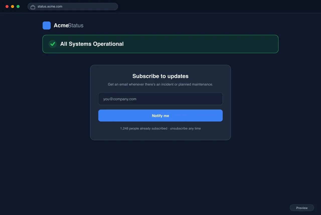 Abonnés par e-mail — Pages de statut in InfraNest