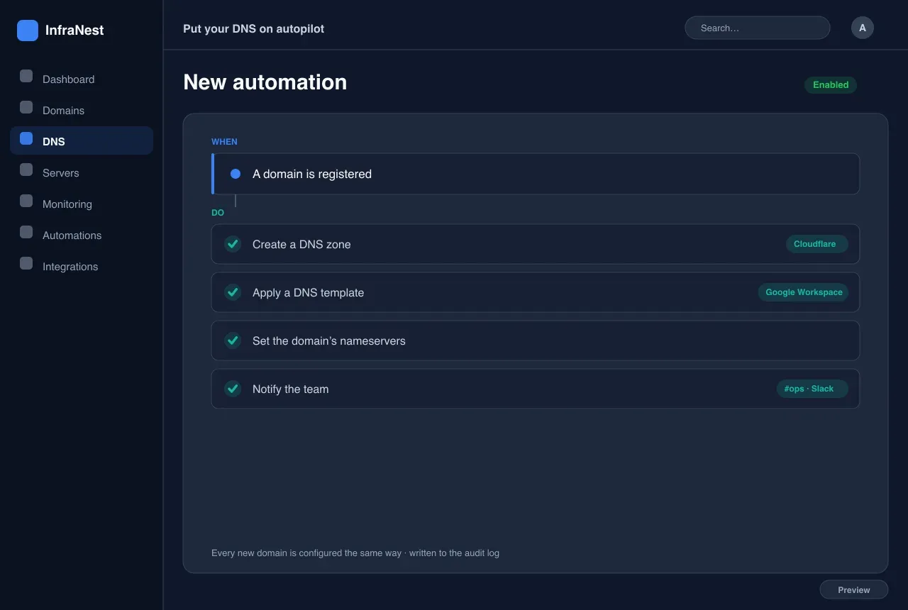 Mettez votre DNS en pilote automatique — DNS in InfraNest