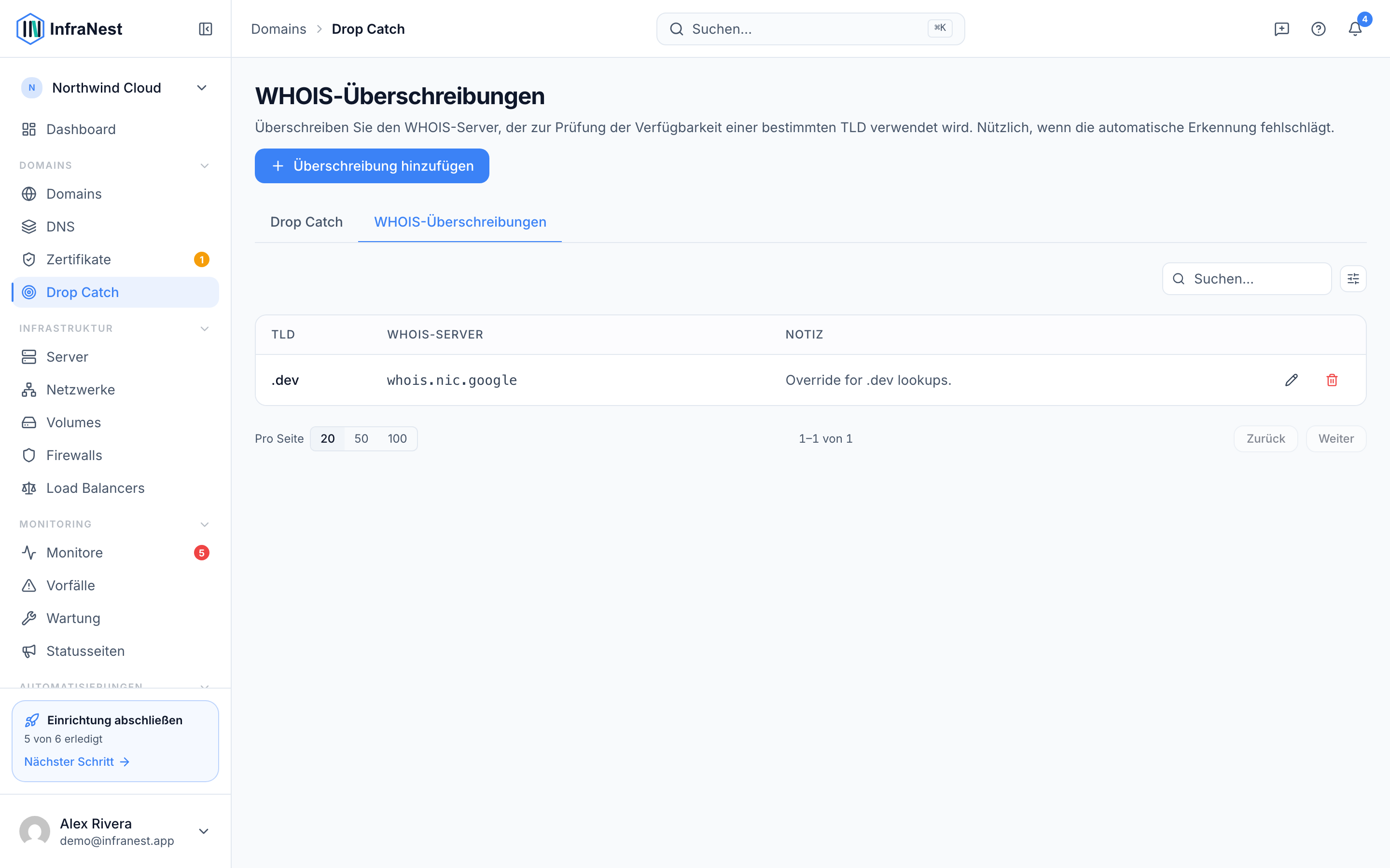 WHOIS-Server-Überschreibungen
