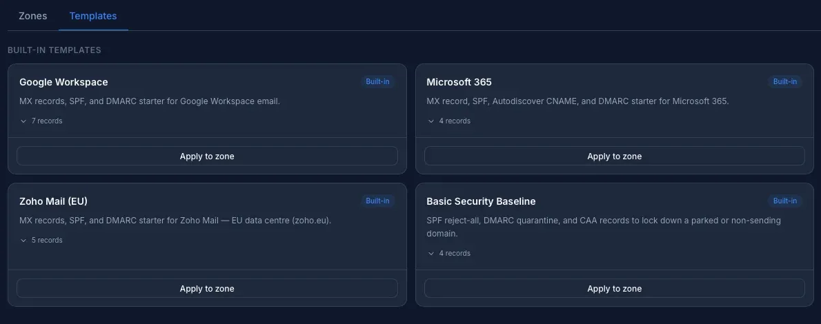 Modèles DNS & aperçu des différences — DNS in InfraNest
