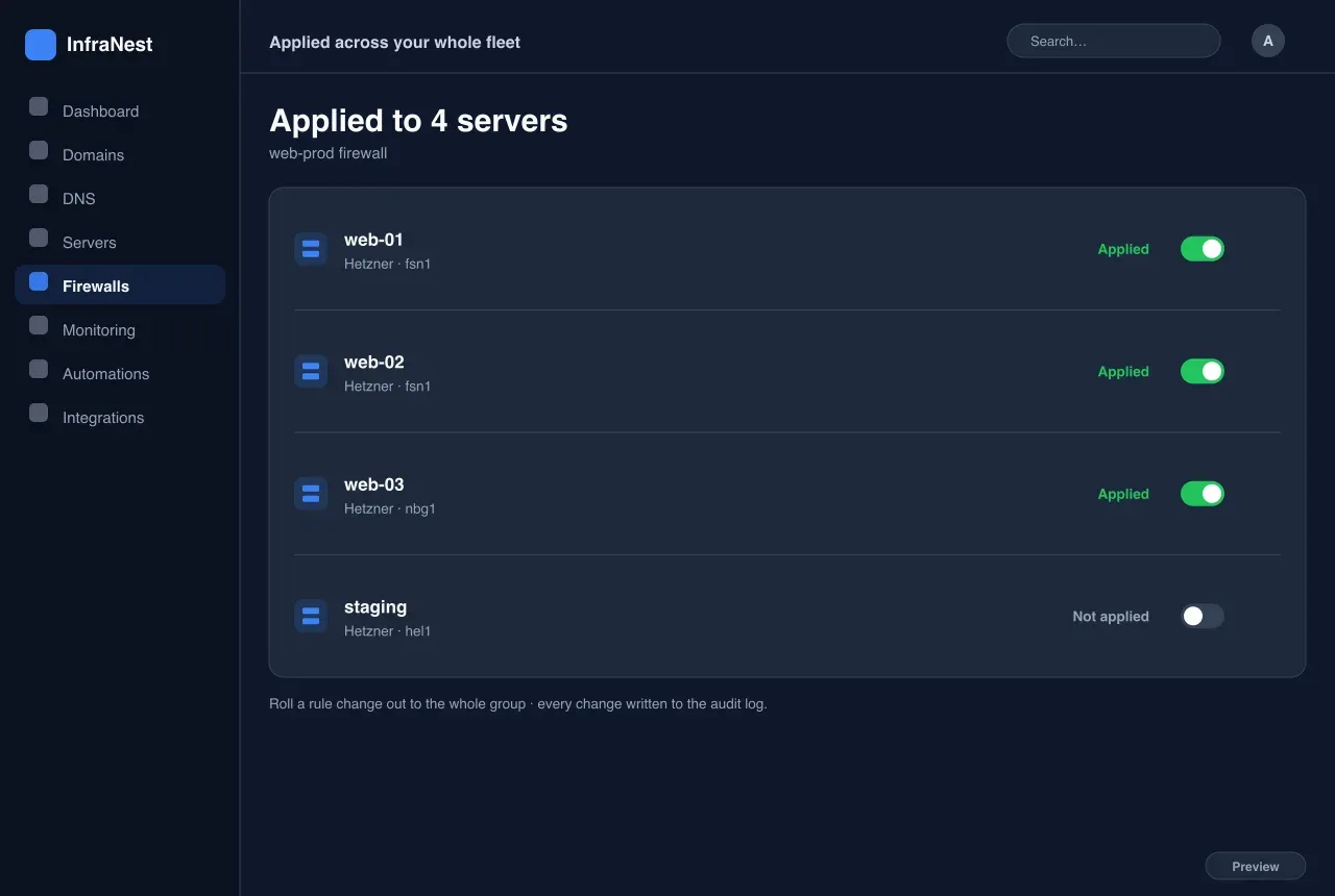 Toegepast over je hele vloot — Firewalls in InfraNest