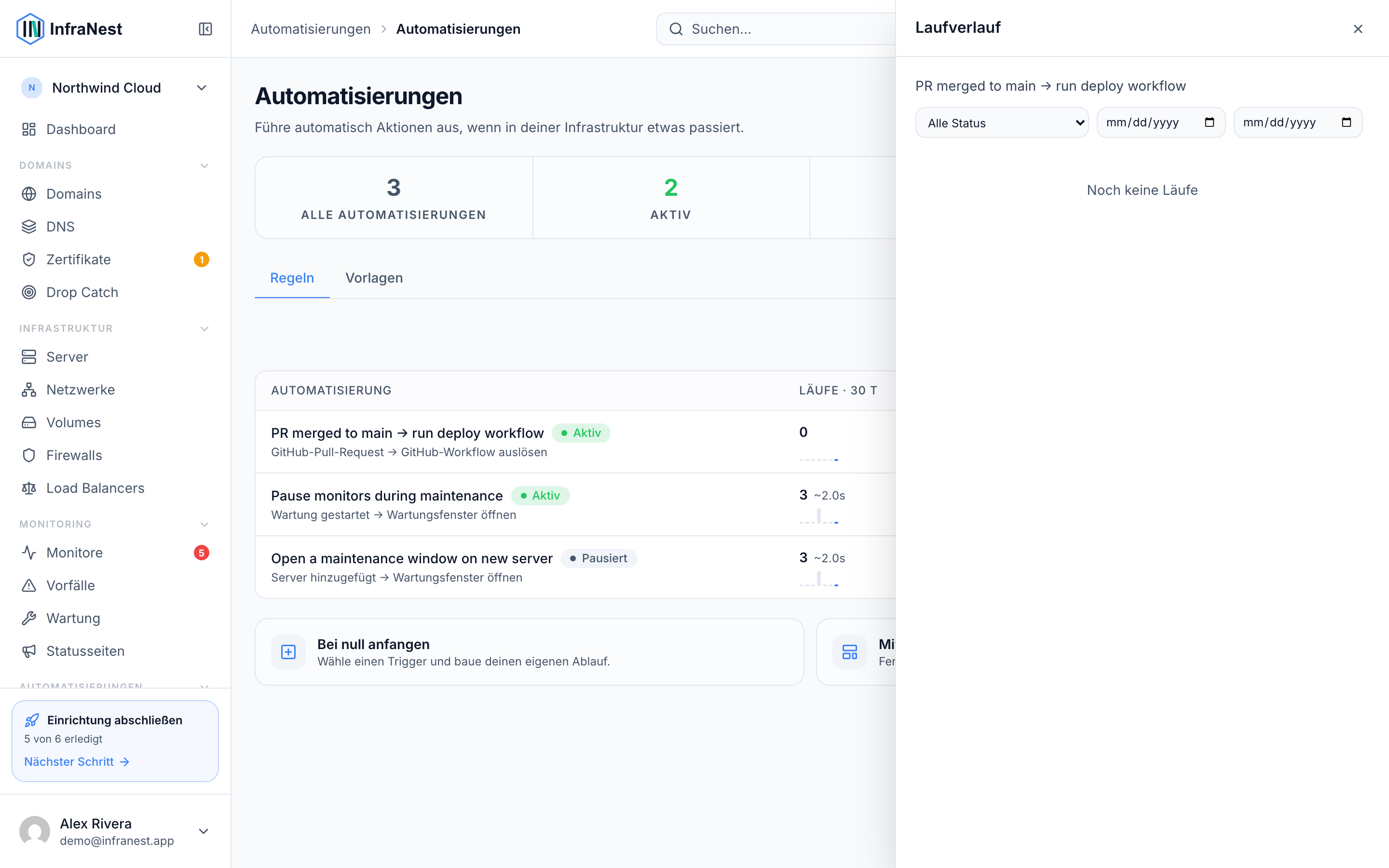 Automatisierungsläufe überprüfen