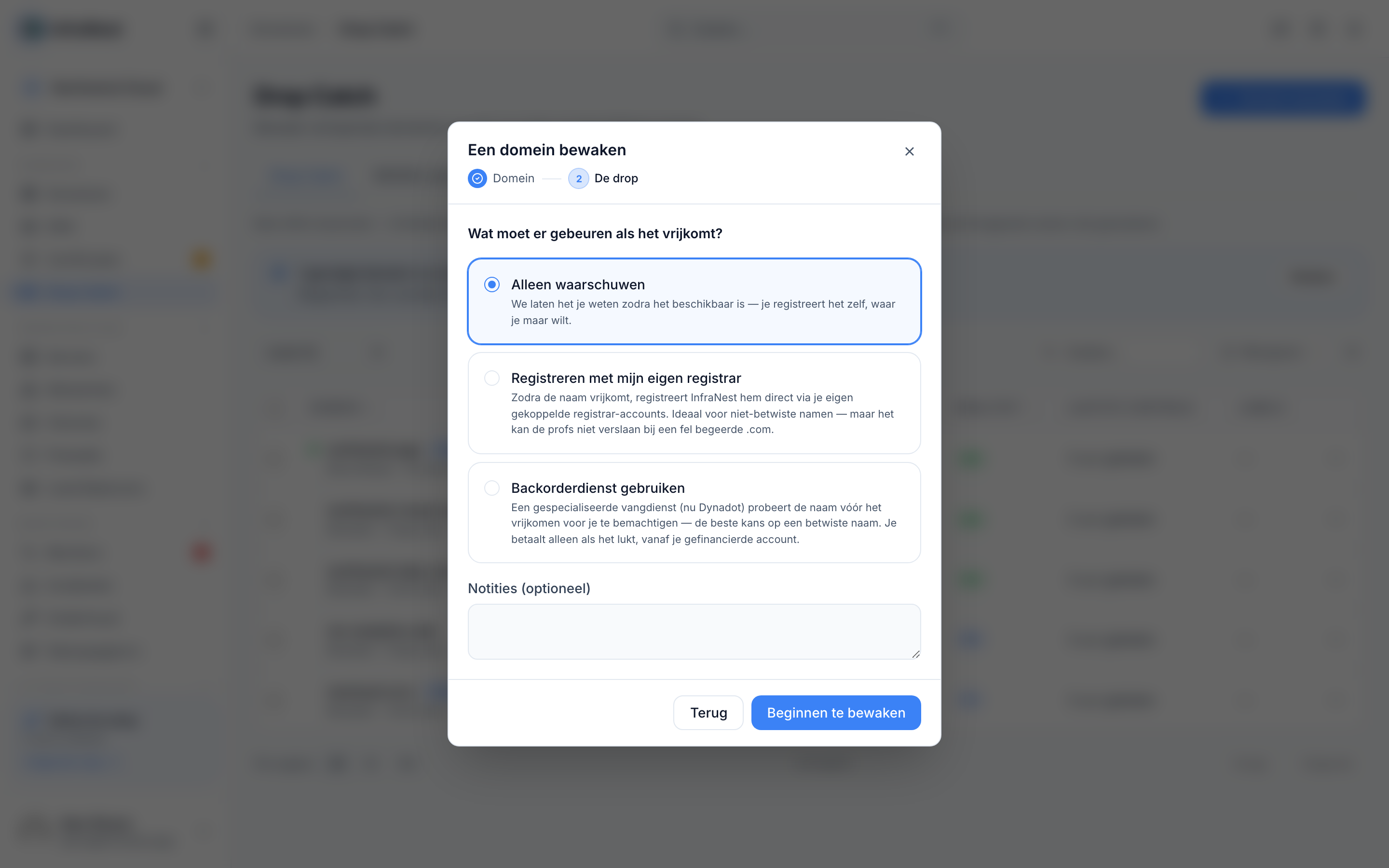 Een vrijkomend domein automatisch vangen